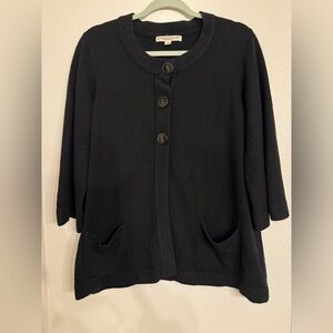 Carolyn Taylor Black Button Bell Sleeve Cardigan